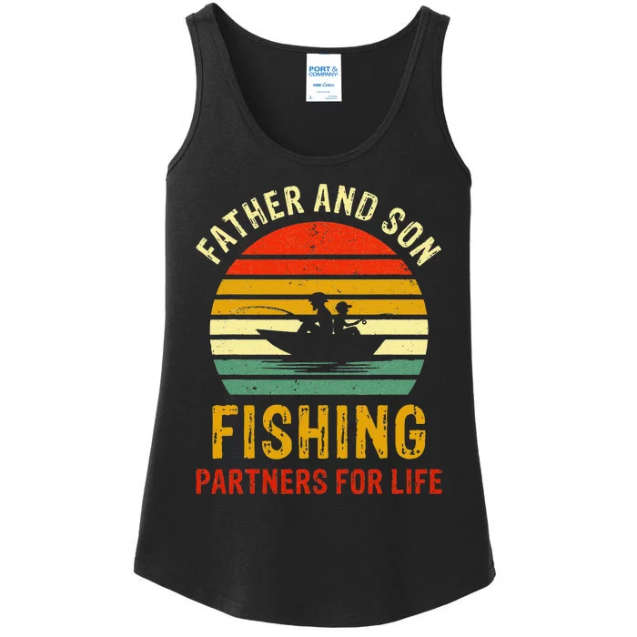 Vintage Dad And Son Fishing Partners For Life Fathers Day Ladies Essential Tank