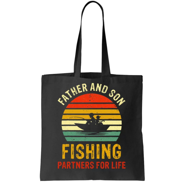 Vintage Dad And Son Fishing Partners For Life Fathers Day Tote Bag