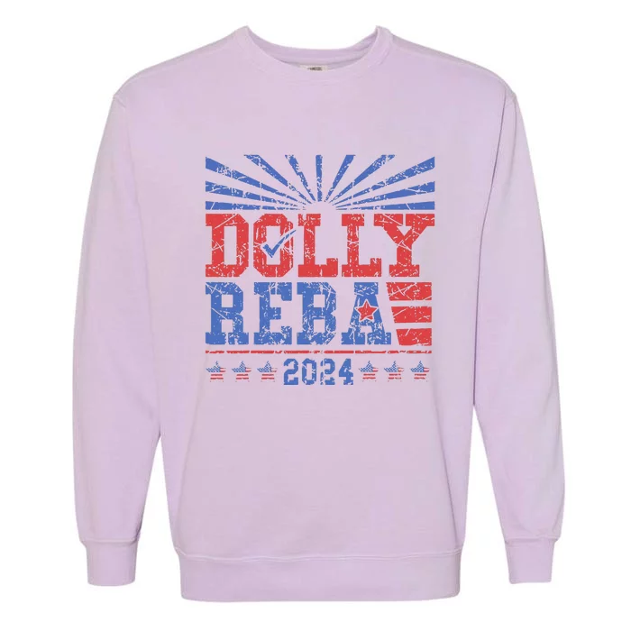 Vintage Dolly And Reba 2024 Make America Fancy Again Garment-Dyed Sweatshirt