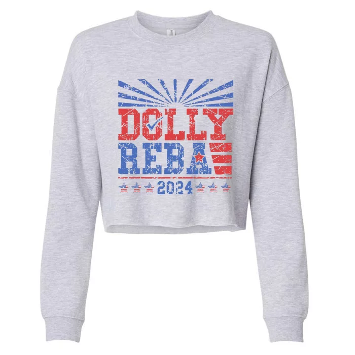 Vintage Dolly And Reba 2024 Make America Fancy Again Cropped Pullover Crew