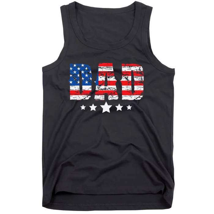 Vintage Dad American Flag Father's Day USA Dad Tank Top