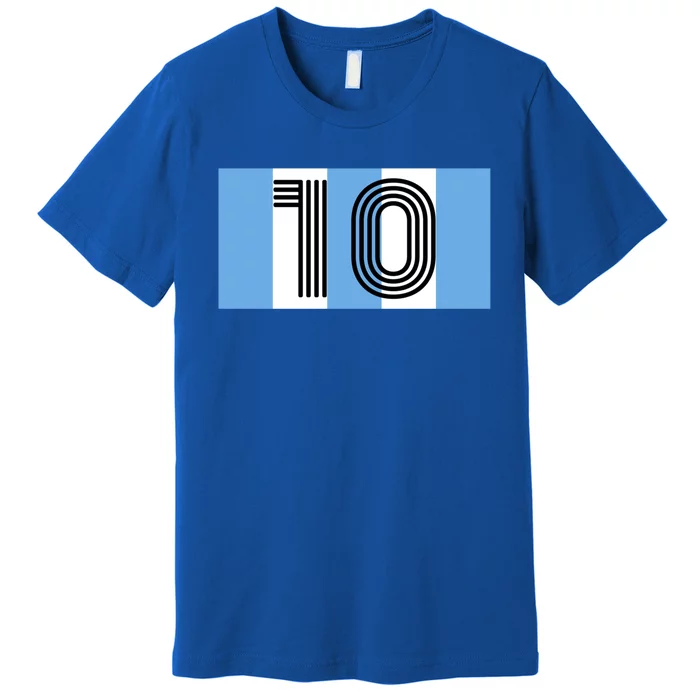 Vintage Diego Argentina Number 10 Football Soccer Flag Cute Gift Premium T-Shirt