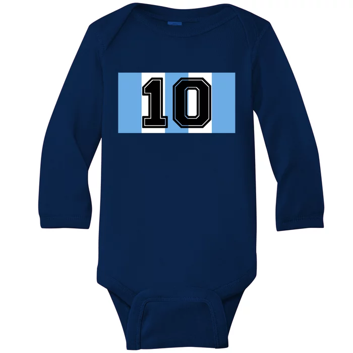 Vintage Diego Argentina Number 10 Football Soccer Flag Meaningful Gift Baby Long Sleeve Bodysuit