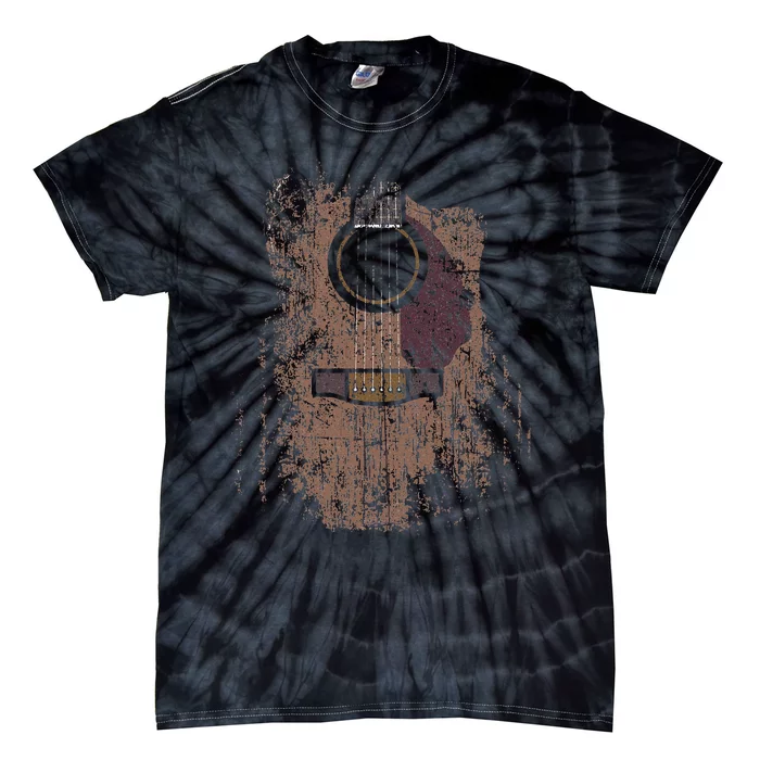 Vintage Distressed Acoustic Guitar Player Music Rock Tie-Dye T-Shirt