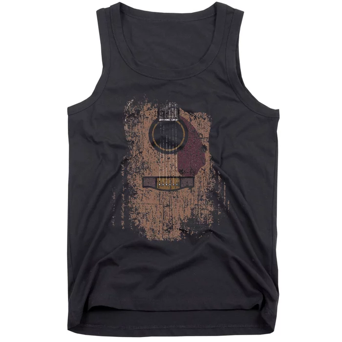 Vintage Distressed Acoustic Guitar Player Music Rock Tank Top