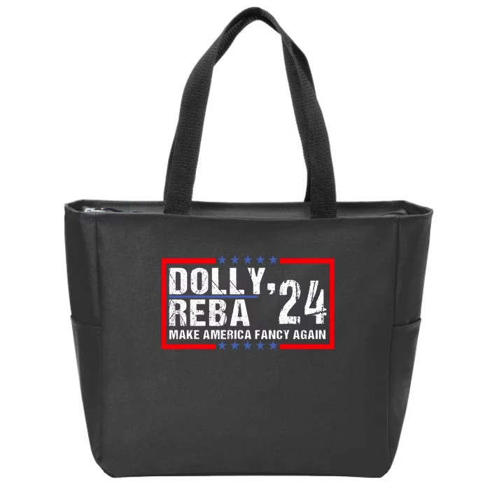 Vintage Dolly And Reba 2024 Make America Fancy Again Zip Tote Bag