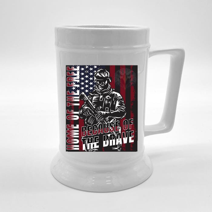 Veterans Day American Flag Proud Brave Pride Military Honor Gift Front & Back Beer Stein