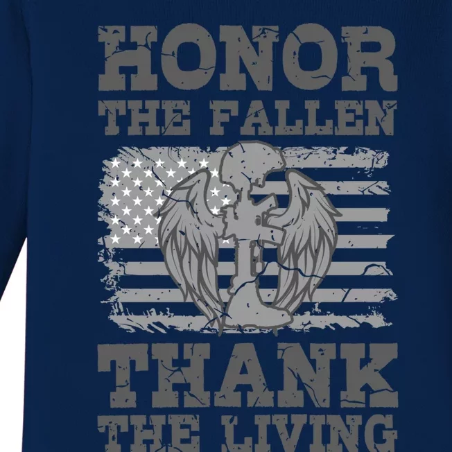 Veterans Day American Military Honor The Fallen Us Soldier Cool Gift Baby Long Sleeve Bodysuit