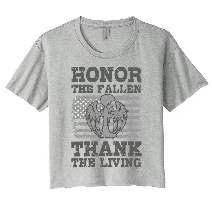 Veterans Day American Military Honor The Fallen Us Soldier Cool Gift Women's Crop Top Tee