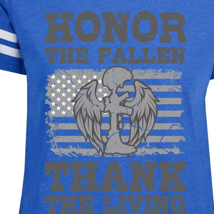 Veterans Day American Military Honor The Fallen Us Soldier Funny Gift Enza Ladies Jersey Football T-Shirt