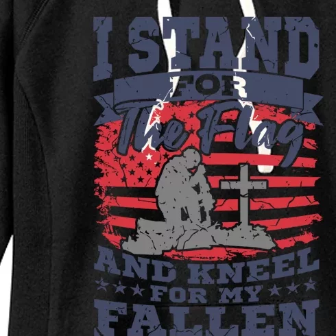 Veterans Day American Military Soldier I Stand For The Flag Gift Women's Fleece Hoodie