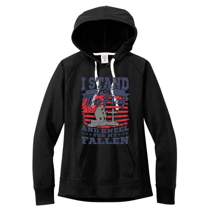 Veterans Day American Military Soldier I Stand For The Flag Gift Women's Fleece Hoodie