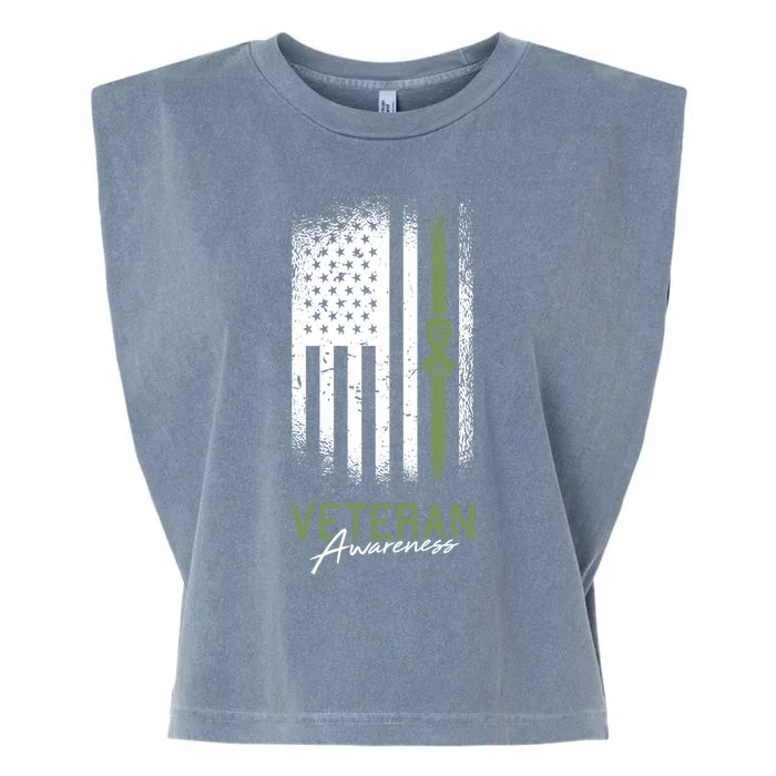 Veterans Day Awareness American Flag Military Army Soldier Gift Garment-Dyed Women's Muscle Tee