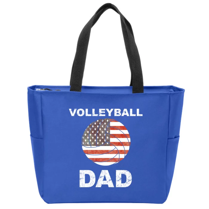 Volleyball Dad American Flag Cool Gift Zip Tote Bag