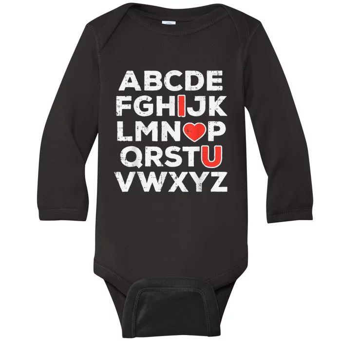 Valentines Day Alphabet ABC I Love You Teacher Baby Long Sleeve Bodysuit