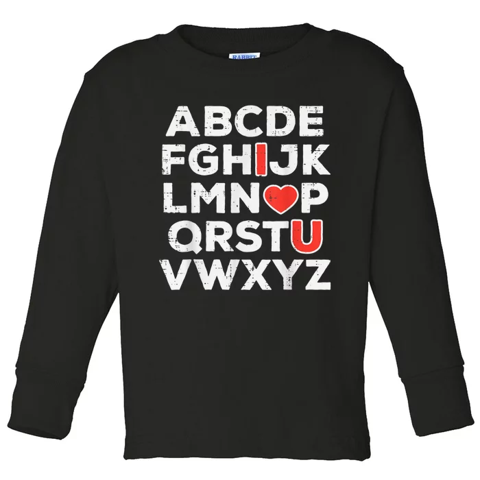 Valentines Day Alphabet ABC I Love You Teacher Toddler Long Sleeve Shirt