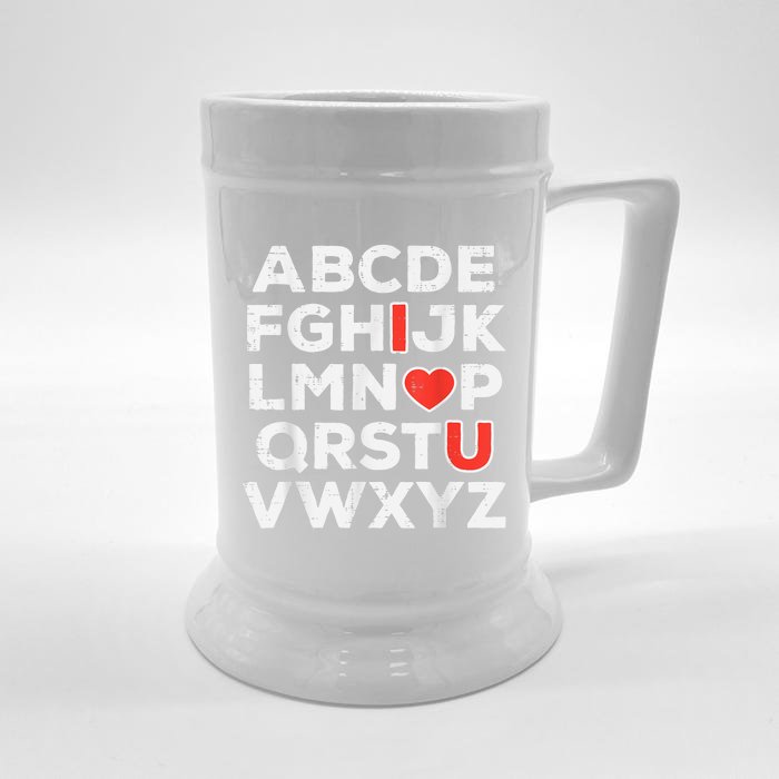 Valentines Day Alphabet ABC I Love You Teacher Front & Back Beer Stein