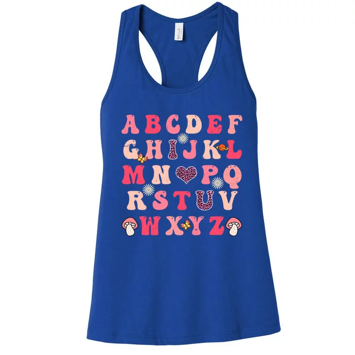 Valentines Day Abcd I Love You Alphabet Funny Valentine Gift Women's Racerback Tank