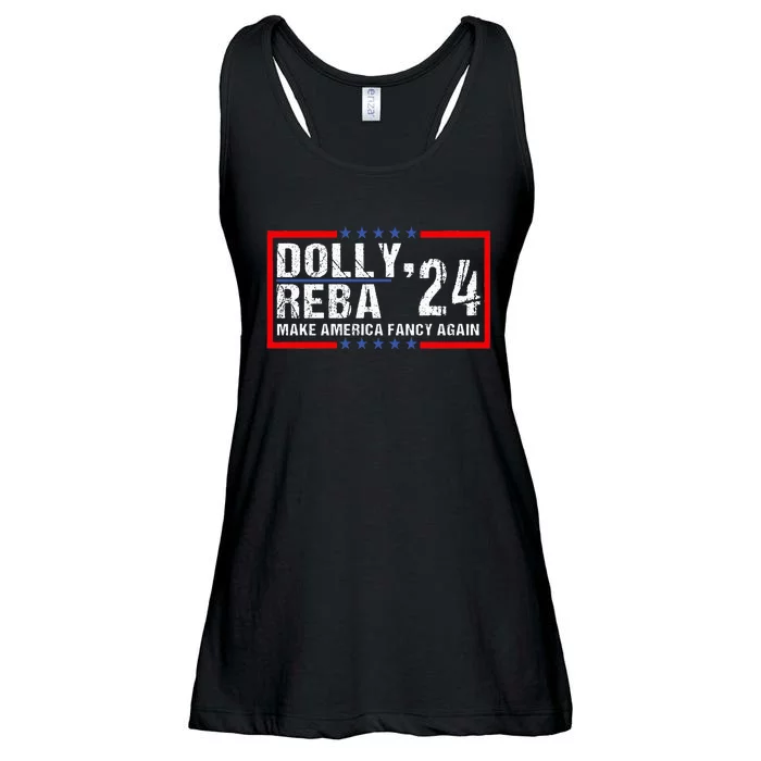 Vintage Dolly And Reba 2024 Make America Fancy Again Ladies Essential Flowy Tank