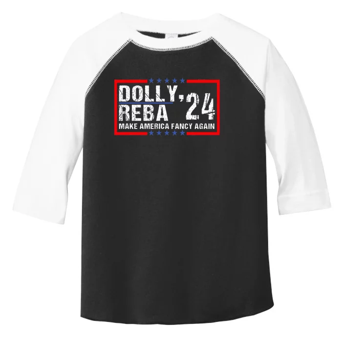 Vintage Dolly And Reba 2024 Make America Fancy Again Toddler Fine Jersey T-Shirt