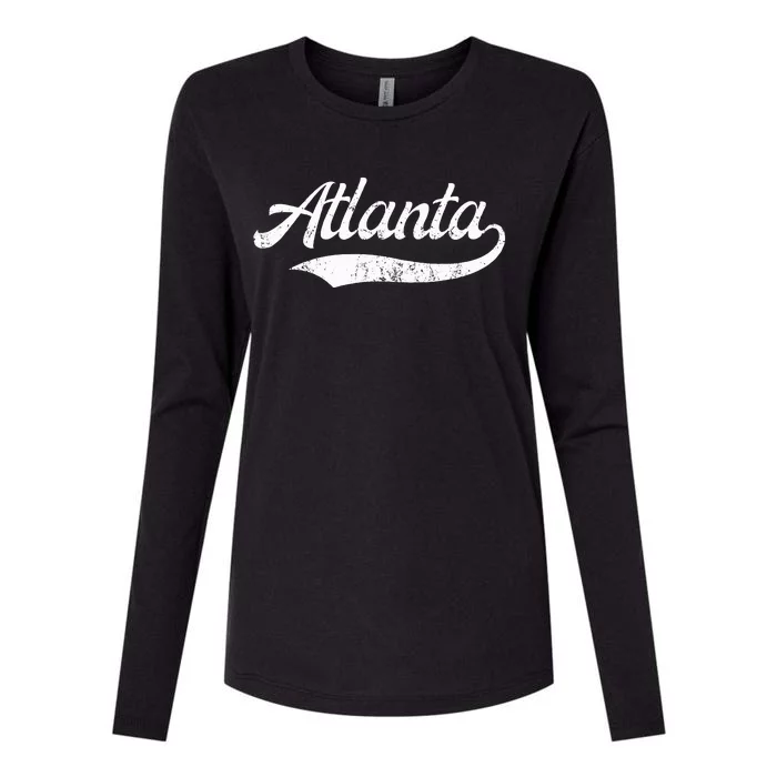 Vintage Distressed Atlanta Retro Womens Cotton Relaxed Long Sleeve T-Shirt