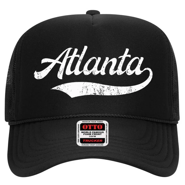 Vintage Distressed Atlanta Retro High Crown Mesh Trucker Hat