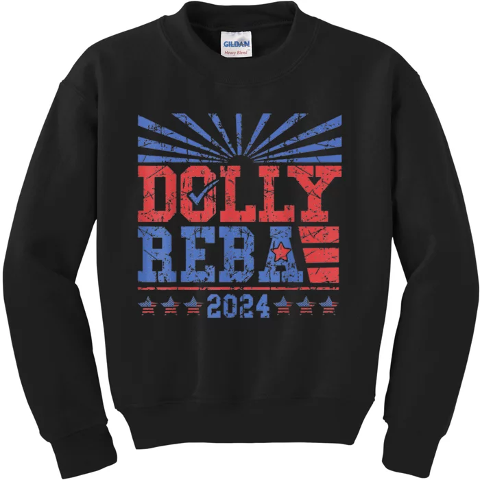 Vintage Dolly And Reba 2024 Make America Fancy Again Kids Sweatshirt