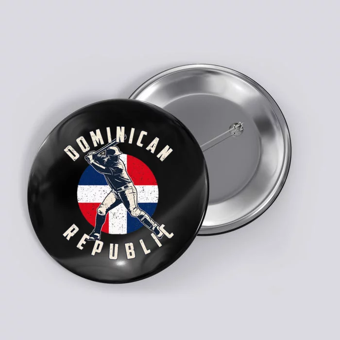 Vintage Dominican Baseball Batter Dominican Republic Flag Button