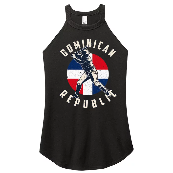 Vintage Dominican Baseball Batter Dominican Republic Flag Women’s Perfect Tri Rocker Tank