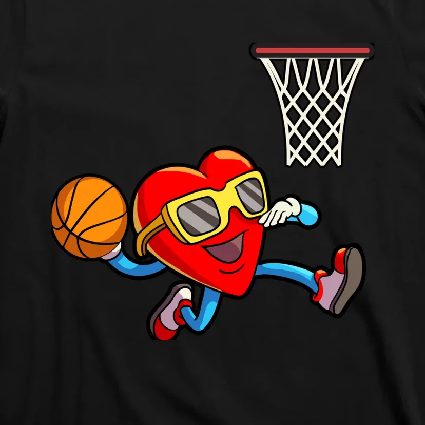 Valentines Day Boy Heart Dunking Basketball T-Shirt