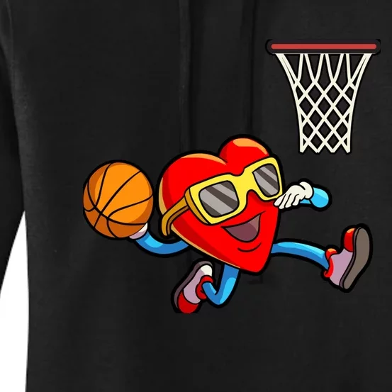 Valentines Day Boy Heart Dunking Basketball Women's Pullover Hoodie