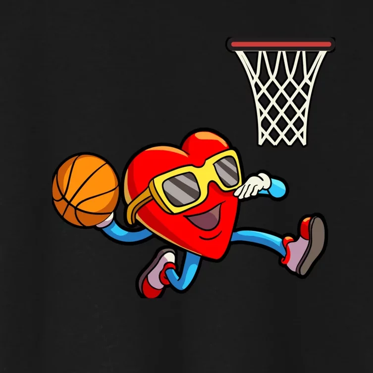 Valentines Day Boy Heart Dunking Basketball Women's Crop Top Tee