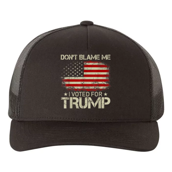 Vintage Don't Blame Me I Voted For Trump USA Flag Patriots Yupoong Adult 5-Panel Trucker Hat