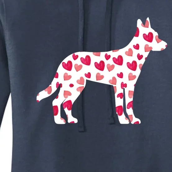 Valentines Day Belgian Malinois Hearts Puppy Dog Lover Women's Pullover Hoodie