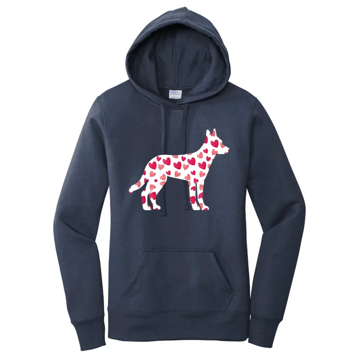 Valentines Day Belgian Malinois Hearts Puppy Dog Lover Women's Pullover Hoodie