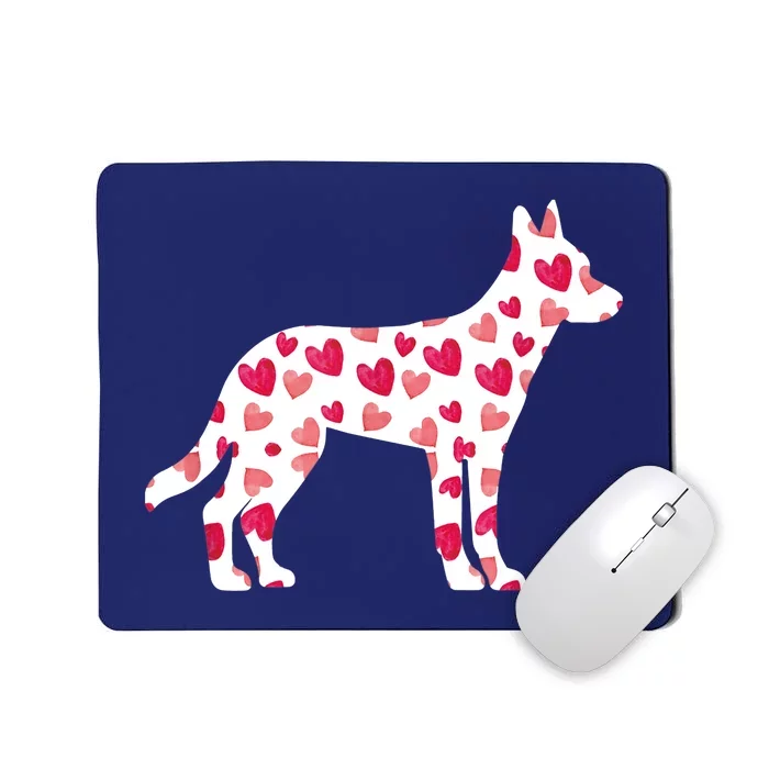 Valentines Day Belgian Malinois Hearts Puppy Dog Lover Mousepad