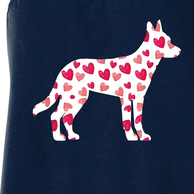 Valentines Day Belgian Malinois Hearts Puppy Dog Lover Women's Racerback Tank