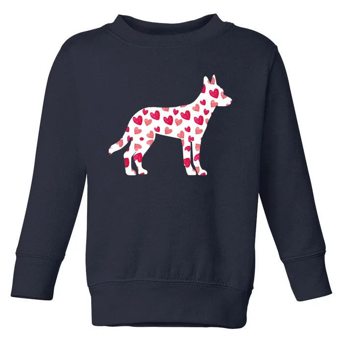 Valentines Day Belgian Malinois Hearts Puppy Dog Lover Toddler Sweatshirt