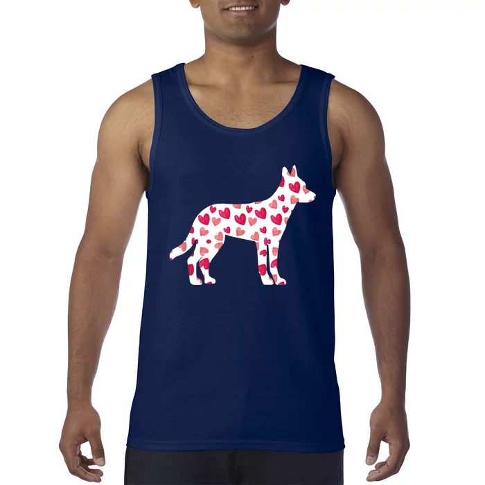 Valentines Day Belgian Malinois Hearts Puppy Dog Lover Tank Top