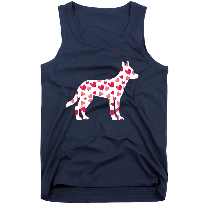 Valentines Day Belgian Malinois Hearts Puppy Dog Lover Tank Top