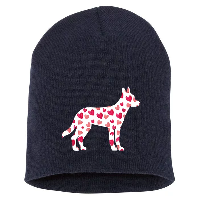 Valentines Day Belgian Malinois Hearts Puppy Dog Lover Short Acrylic Beanie