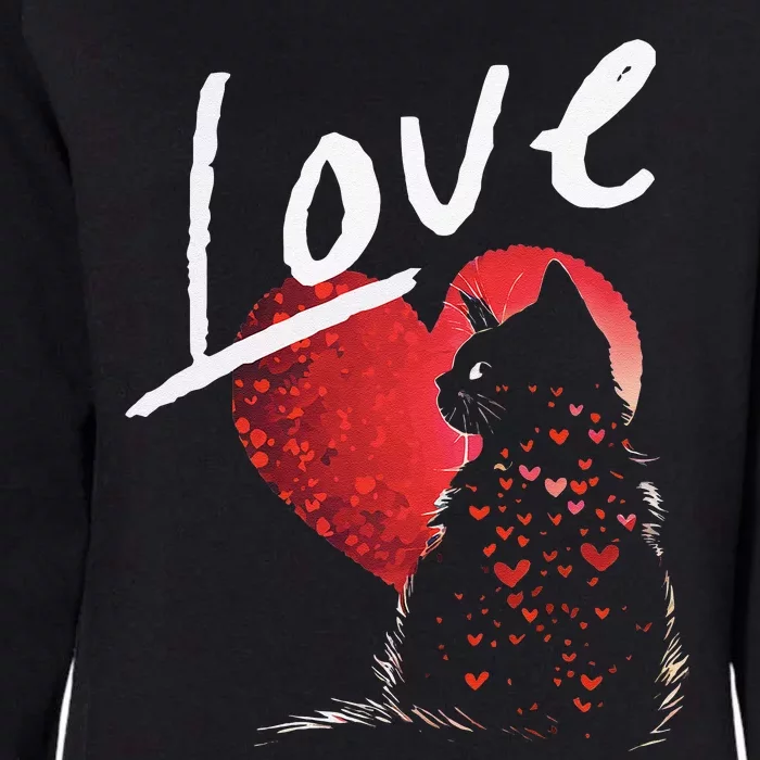 Valentines Day Black Cat Love Cat Mom Womens California Wash Sweatshirt