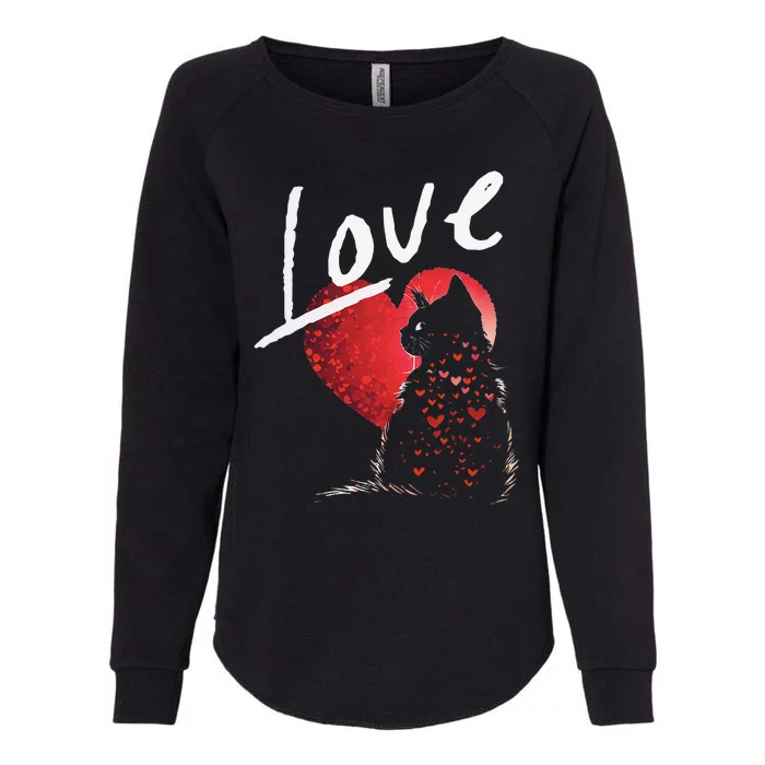 Valentines Day Black Cat Love Cat Mom Womens California Wash Sweatshirt