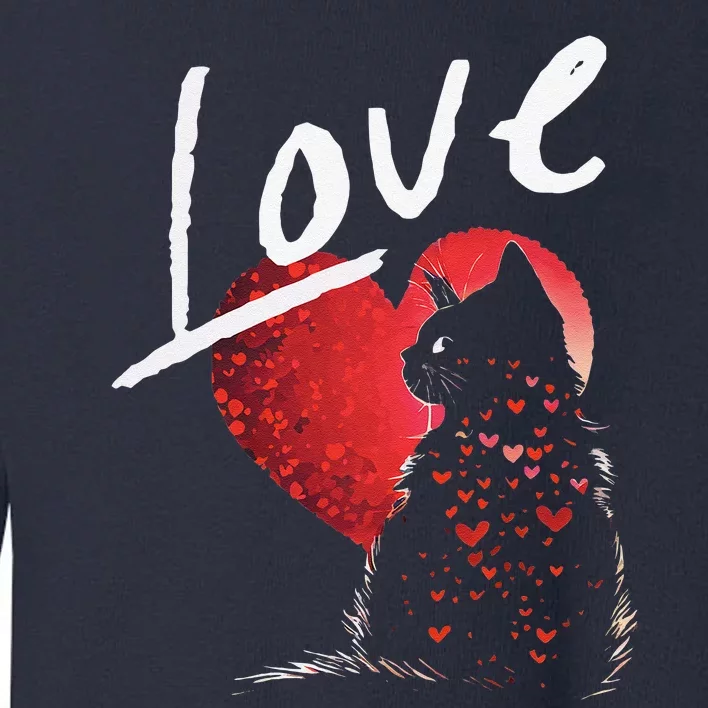 Valentines Day Black Cat Love Cat Mom Toddler Sweatshirt