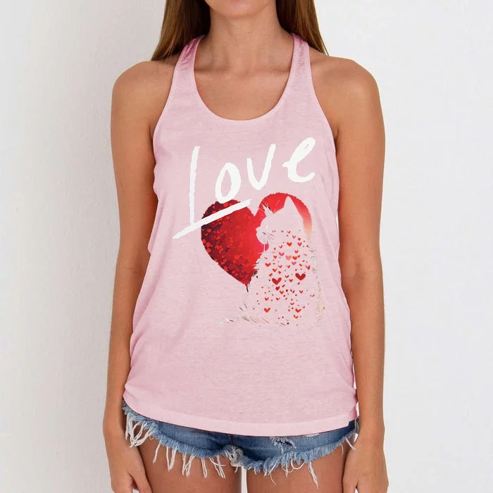 Valentines Day Black Cat Love Cat Mom Women's Knotted Racerback Tank