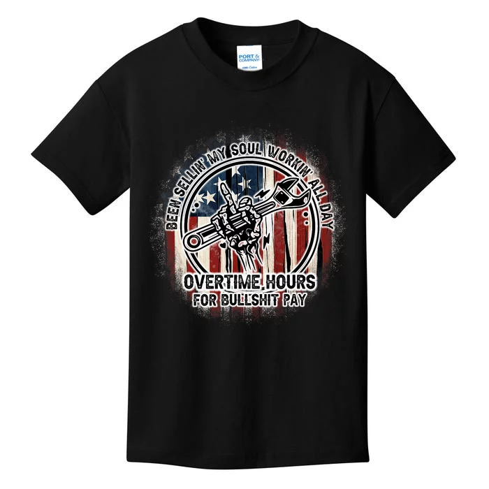 Vintage Distress Been Sellin My Soul For Bullshit Pay Flag Kids T-Shirt