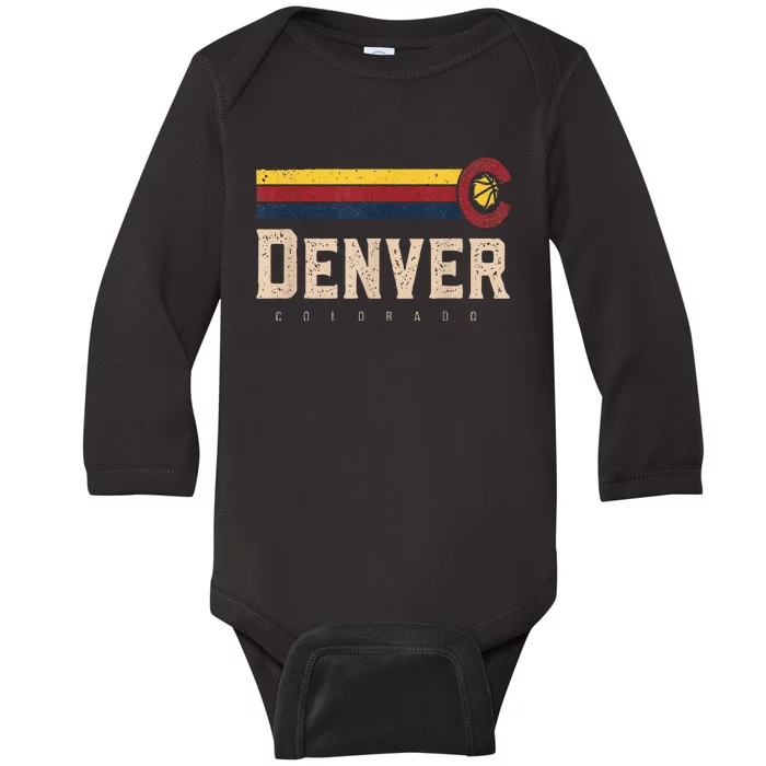 Vintage Denver Basketball CO Retro Bball Denver Baby Long Sleeve Bodysuit