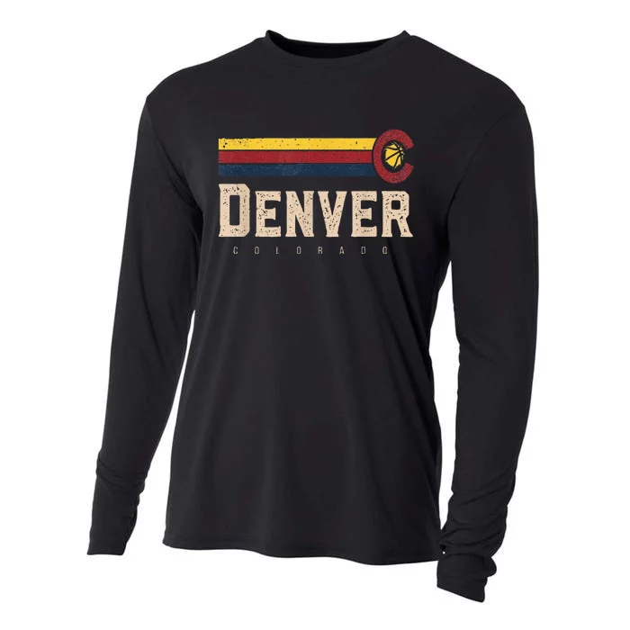 Vintage Denver Basketball CO Retro Bball Denver Cooling Performance Long Sleeve Crew