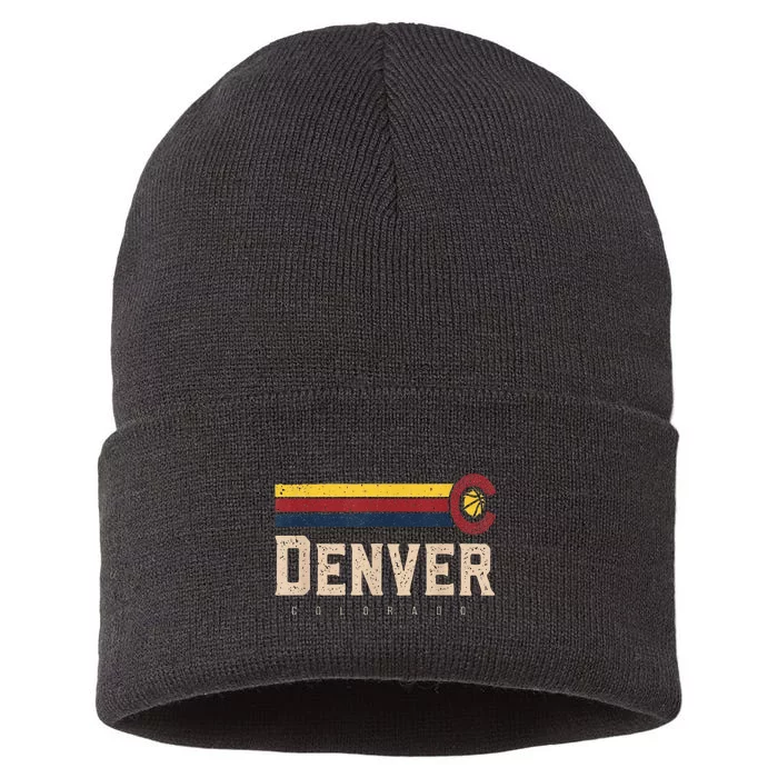 Vintage Denver Basketball CO Retro Bball Denver Sustainable Knit Beanie