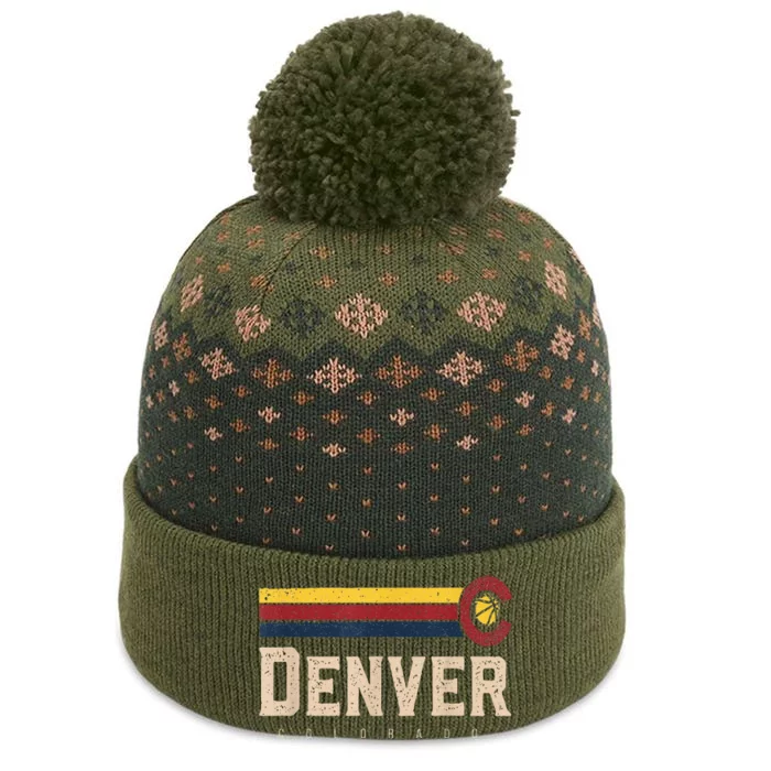 Vintage Denver Basketball CO Retro Bball Denver The Baniff Cuffed Pom Beanie